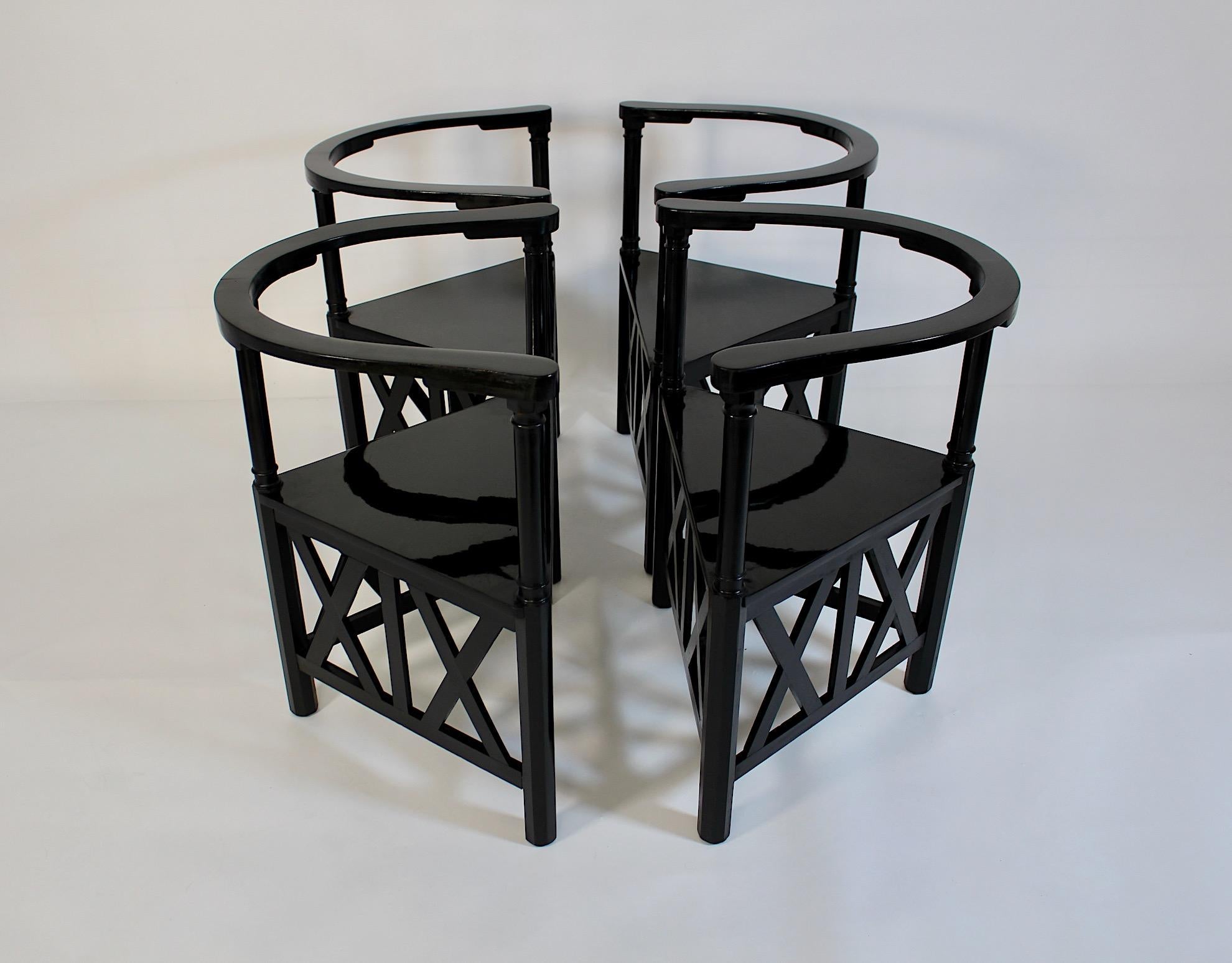 Jugendstil Secessionist Schwarzbuche Vier ( 4 )  Sessel Josef Hoffmann um 1899 (Österreichisch) im Angebot