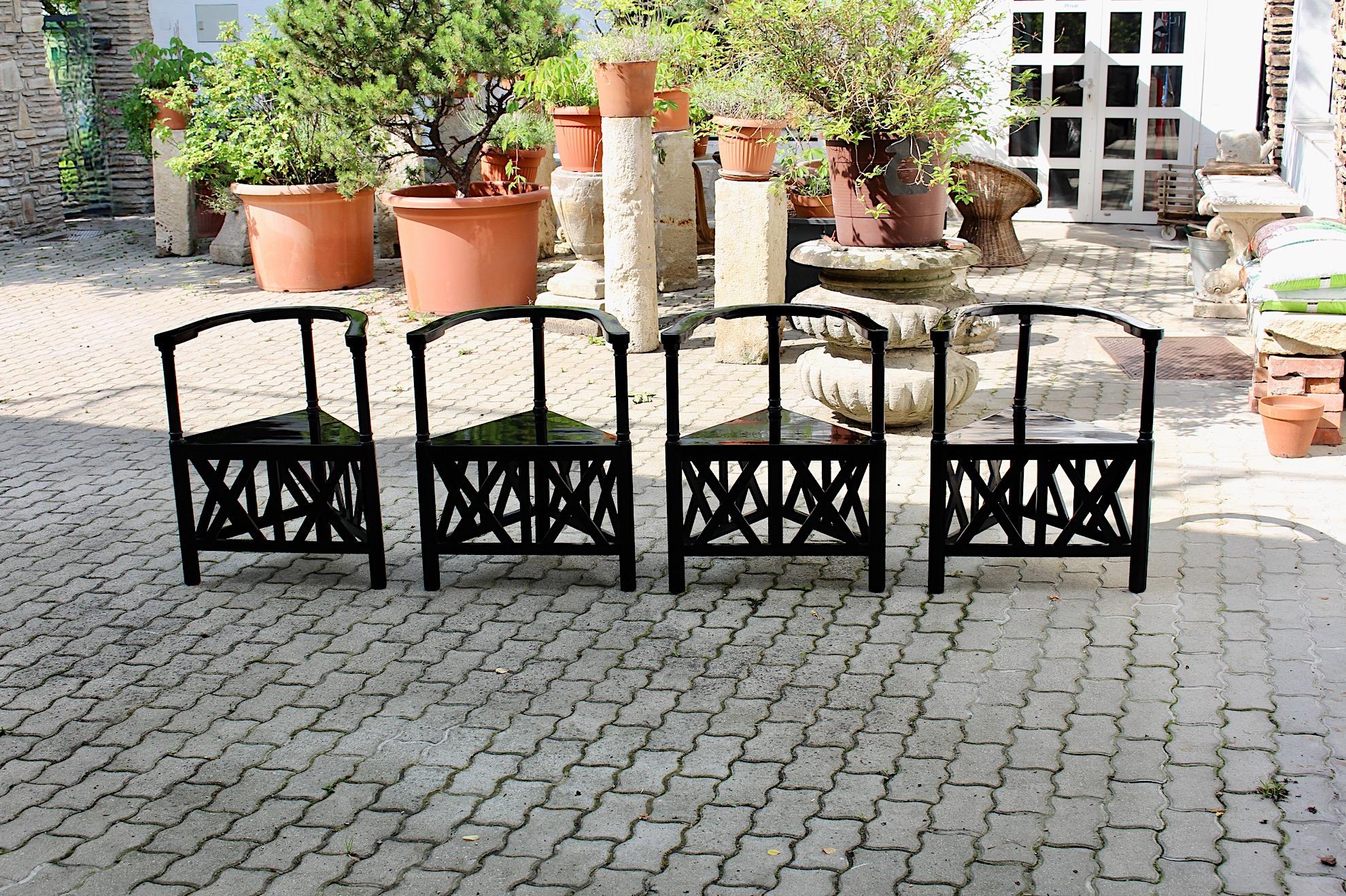 Jugendstil Secessionist Schwarzbuche Vier ( 4 )  Sessel Josef Hoffmann um 1899 im Zustand „Gut“ im Angebot in Vienna, AT