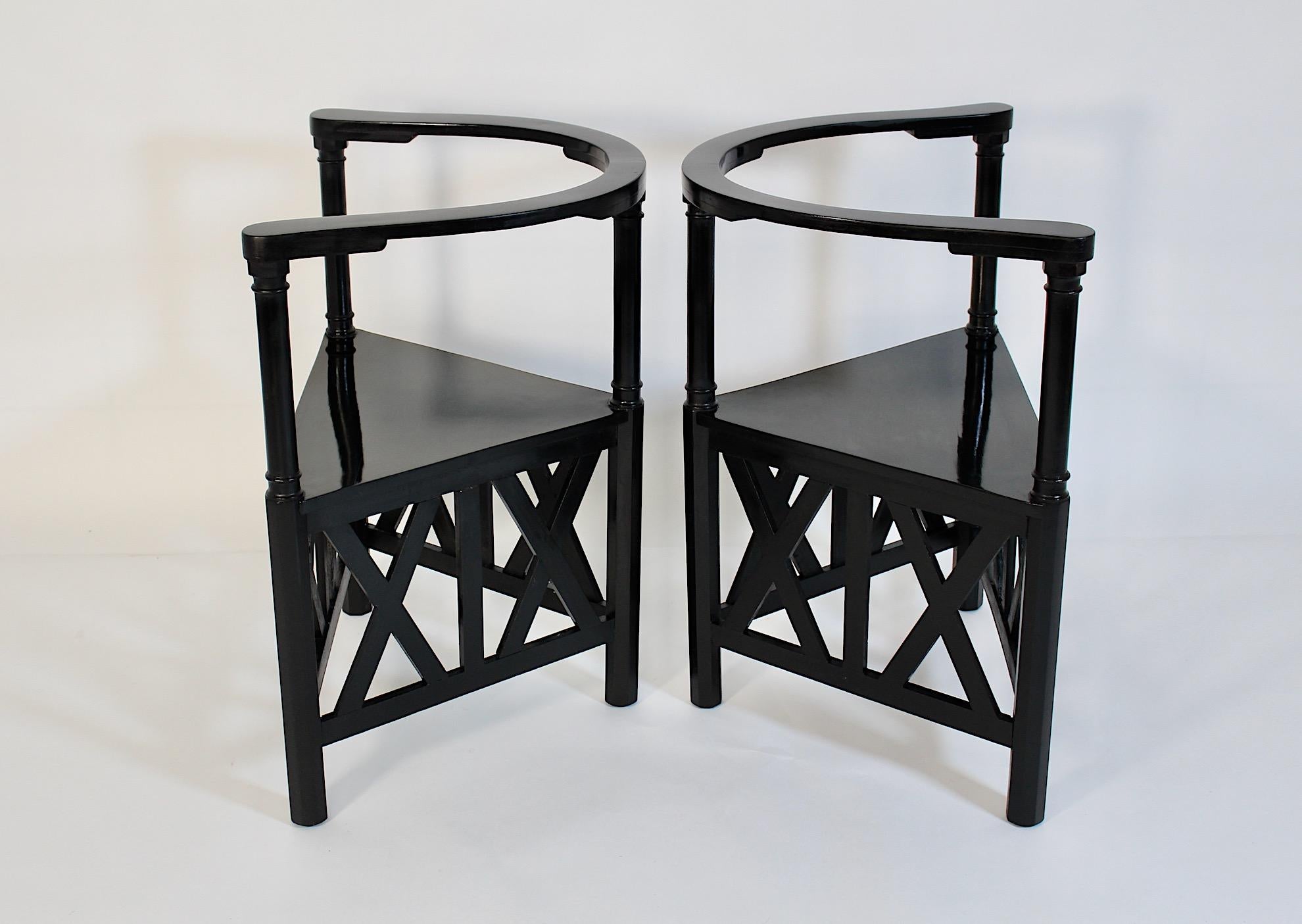 Jugendstil Secessionist Schwarzbuche Vier ( 4 )  Sessel Josef Hoffmann um 1899 (Spätes 19. Jahrhundert) im Angebot