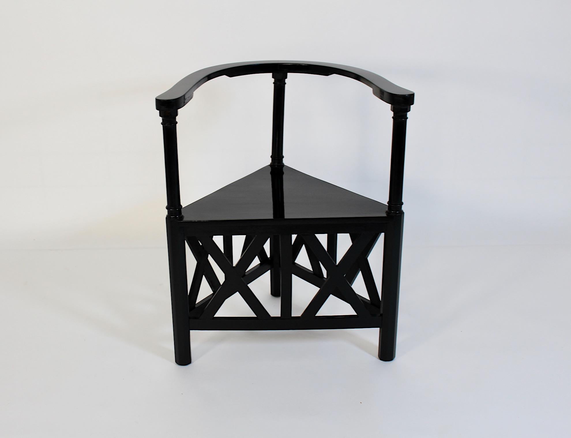 Jugendstil Secessionist Schwarzbuche Vier ( 4 )  Sessel Josef Hoffmann um 1899 (Buchenholz) im Angebot