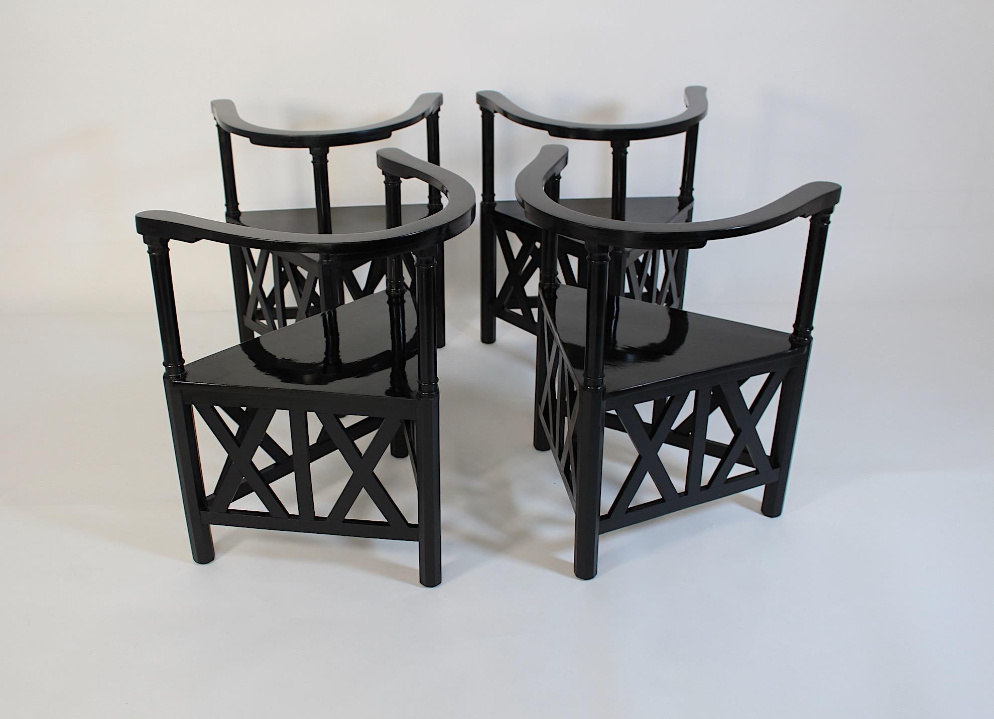 Jugendstil Secessionist Schwarzbuche Vier ( 4 )  Sessel Josef Hoffmann um 1899 im Angebot 6