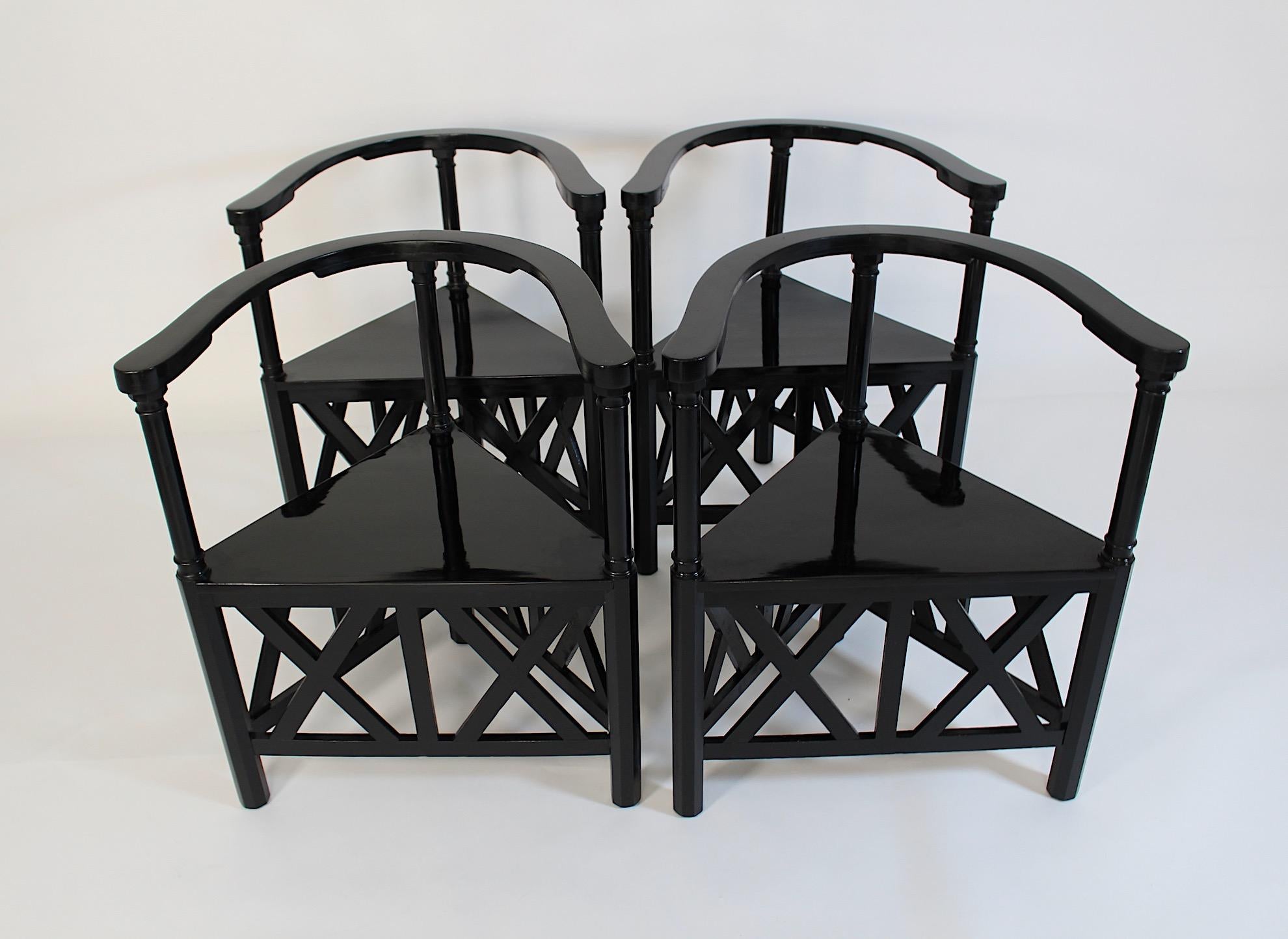 Jugendstil Secessionist Schwarzbuche Vier ( 4 )  Sessel Josef Hoffmann um 1899 im Angebot 7