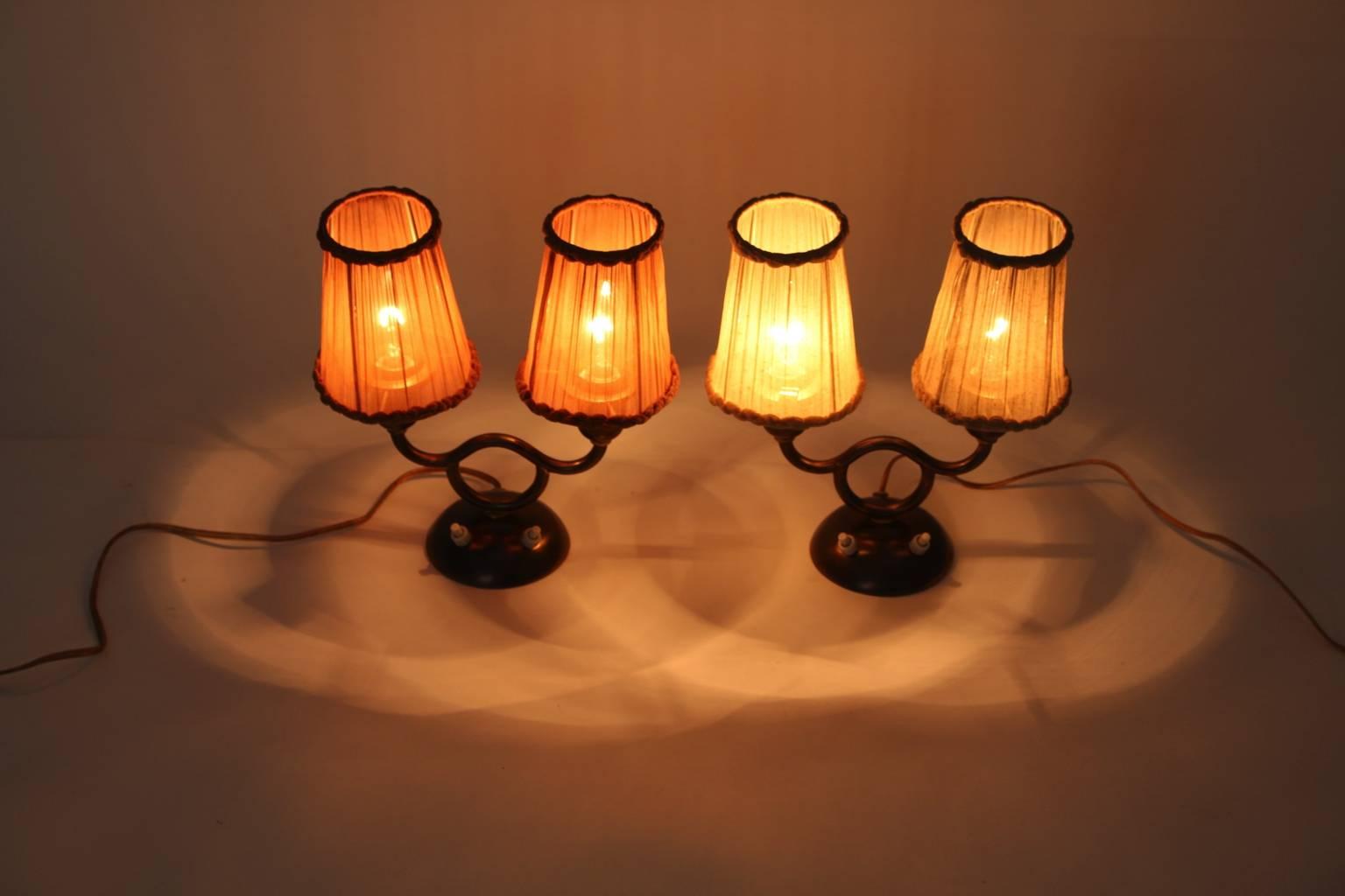 Austrian Art Deco Josef Frank Brass Pair of Vintage Table Lamps Vienna 1930s For Sale