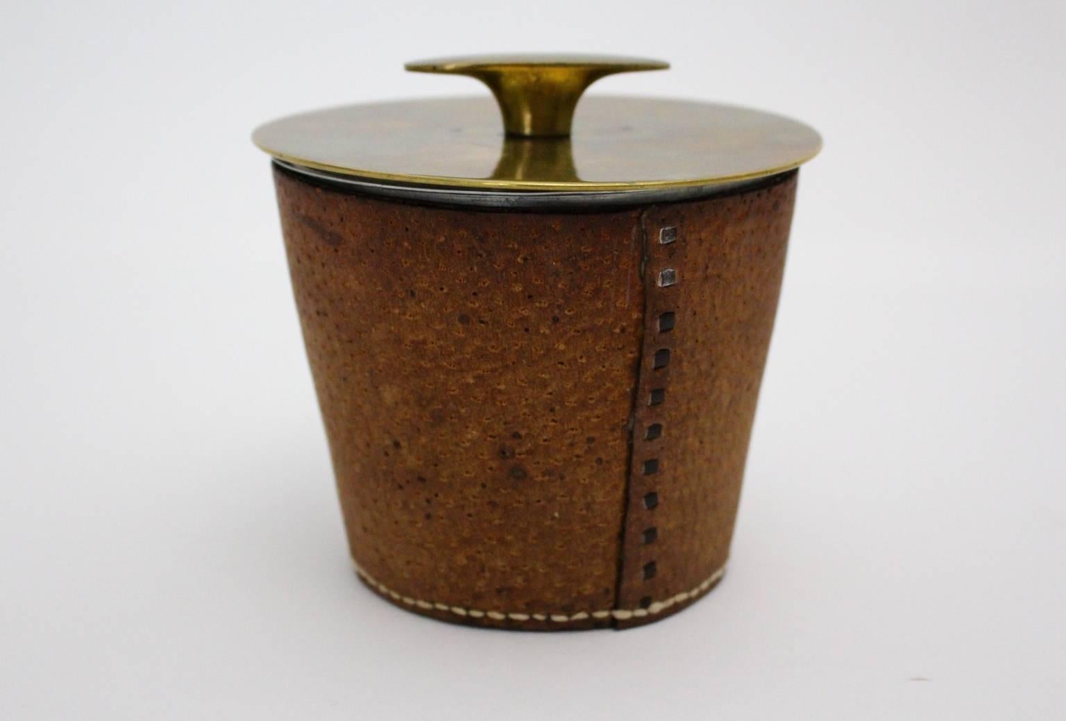 Mid Century Modern Vintage Leather Brass Box by Carl Auböck, 1950s, Vienna 4