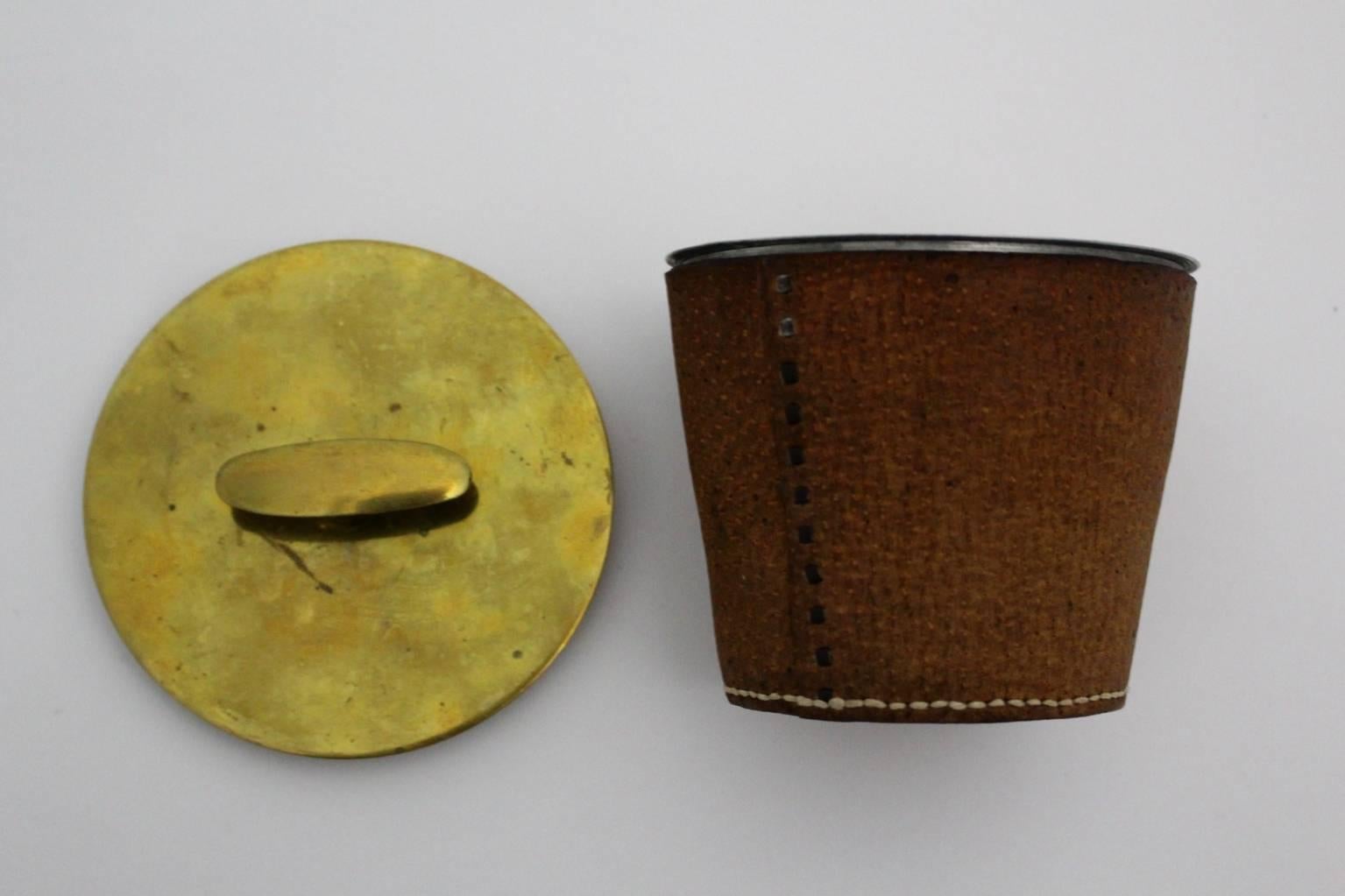 Mid Century Modern Vintage Leather Brass Box by Carl Auböck, 1950s, Vienna 5
