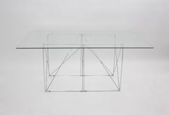 Mid Century Modern Vintage Metal Glass Desk by Max Sauze France c 1970
