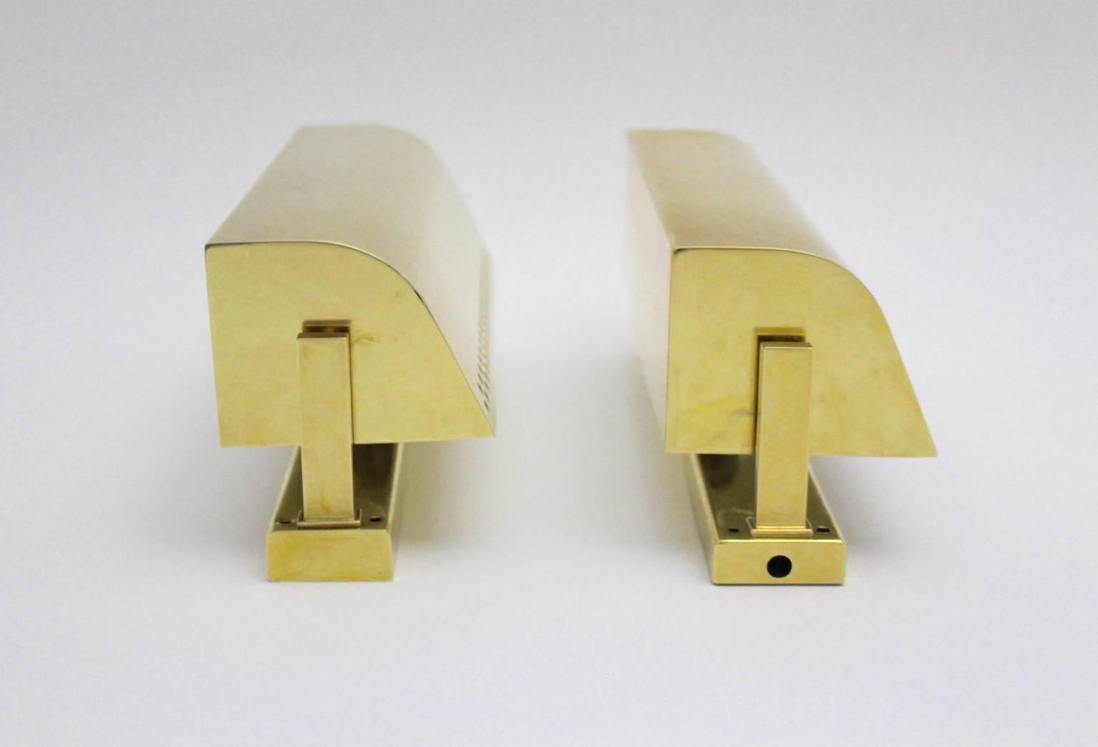 Mid Century Modern Brass Vintage Wall Lights or Sconces  1950s, Italy Set of Two 1