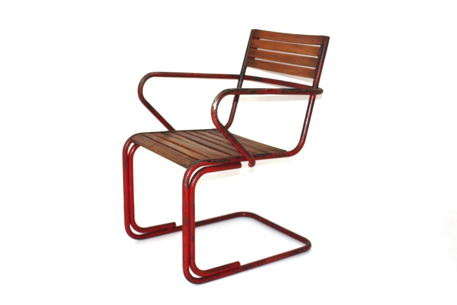 Mid Century Modern Vintage Metal Chairs Max Fellerer Eugen Wörle Austria In Good Condition For Sale In Vienna, AT