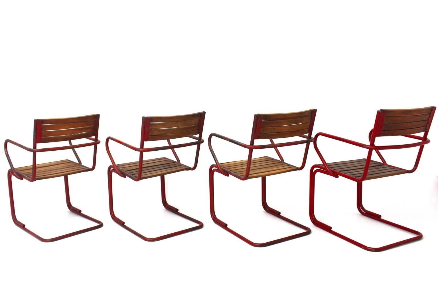 Mid Century Modern Vintage Metal Chairs Max Fellerer Eugen Wörle Austria For Sale 1