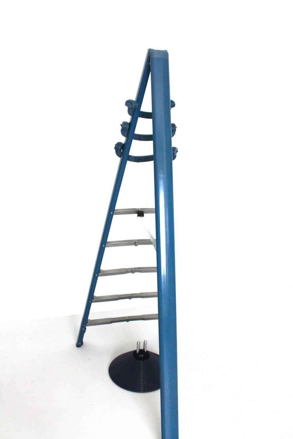 Cast Modern Blue Dilemma Vintage Coat Rack Ladder Rack by Giancarlo Piretti, 1984 For Sale