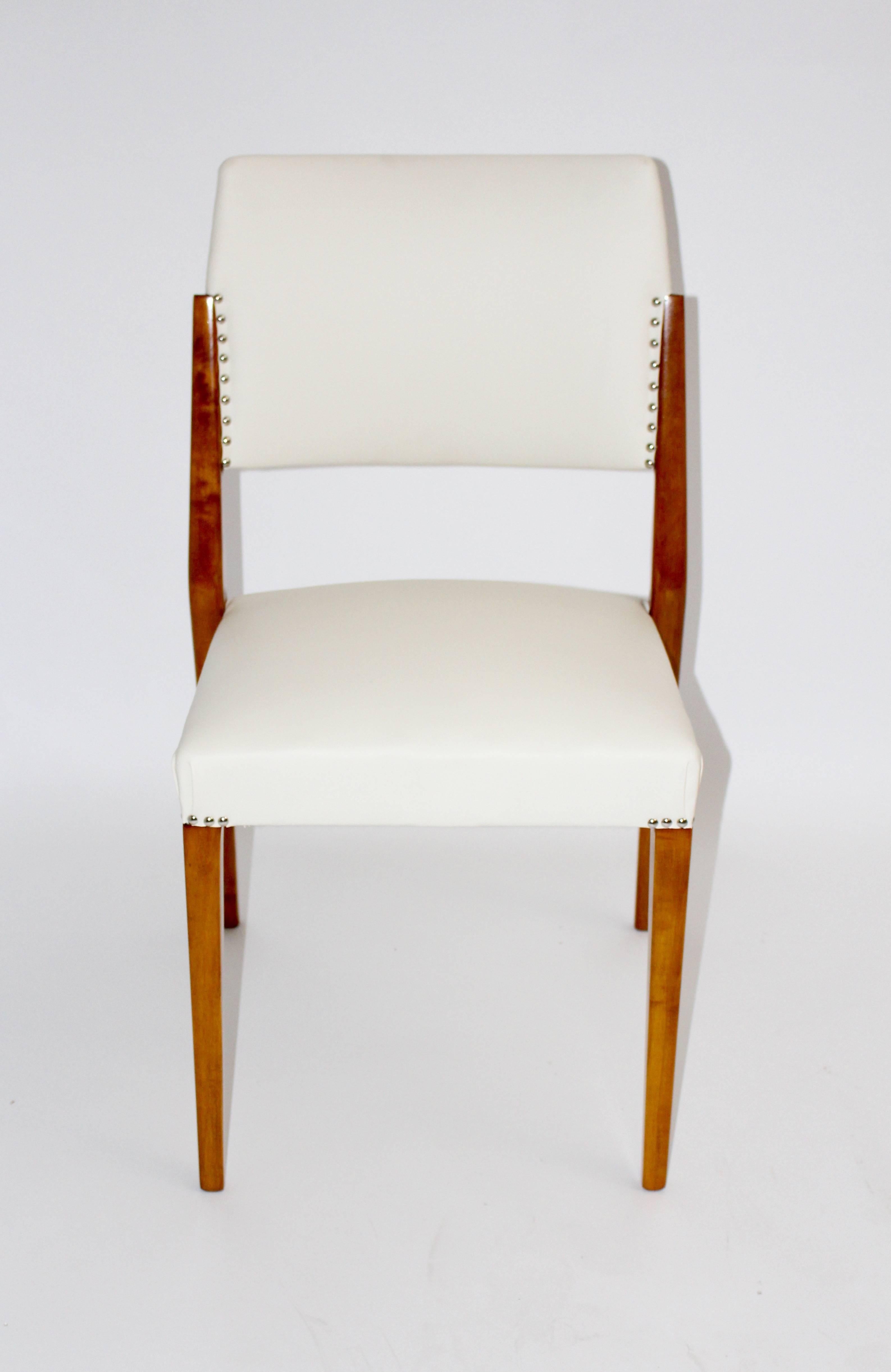 Faux Leather Mid Century Modern White Vintage Chair Side Chair Karl Schwanzer Vienna, 1953 For Sale