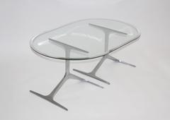 Table basse sculpturale en aluminium et verre Knut Hesterberg, milieu du siècle dernier, années 1960