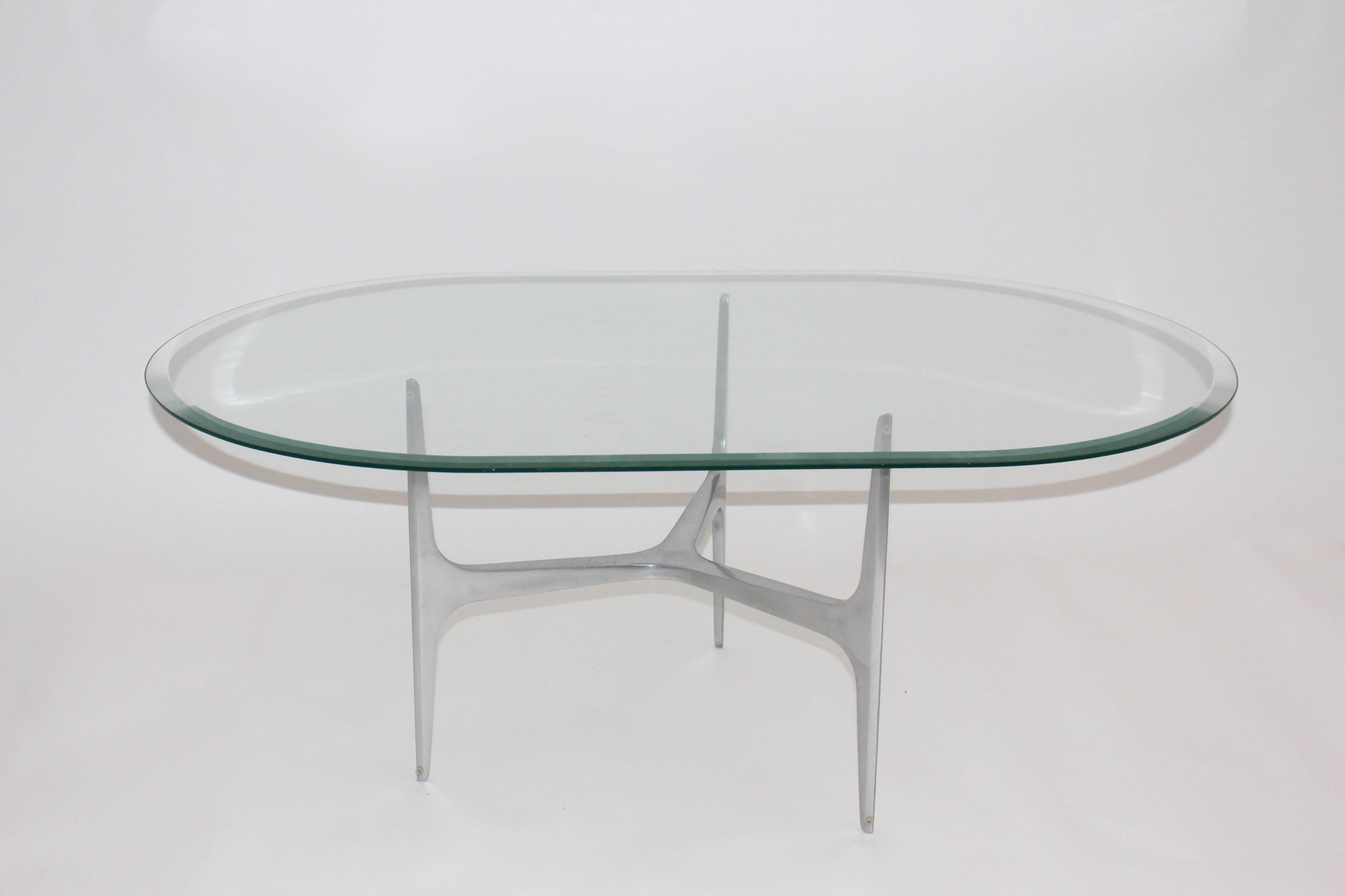 Mid-Century Modern Mid Century Modern Sculptural Aluminum Glass Coffee Table Knut Hesterberg, 1960s For Sale