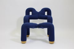Blue Vintage Lounge Chair or Armchair Ekstrem by Terje Ekstrom for Stokke 1972