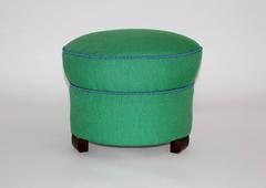 Green Art Deco Pouf or Tabouret, Vienna, 1930s