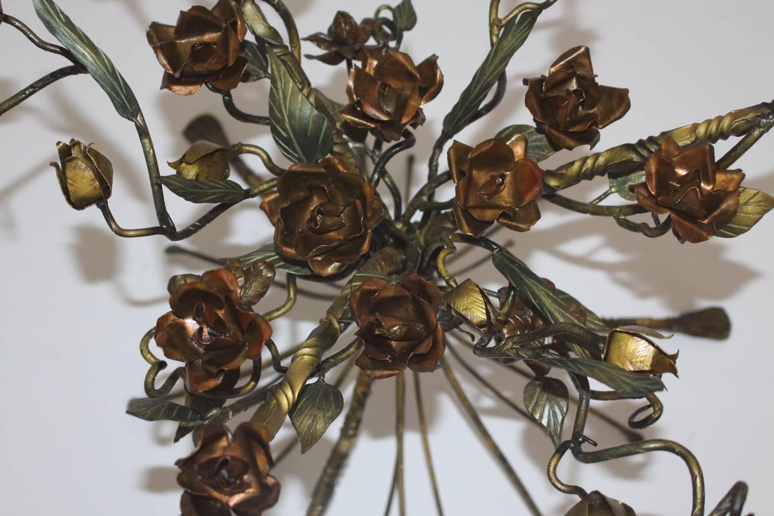 Hollywood Regency Stil Vintage Metall Blume Couchtisch Beistelltisch 1950er Jahre im Angebot 2
