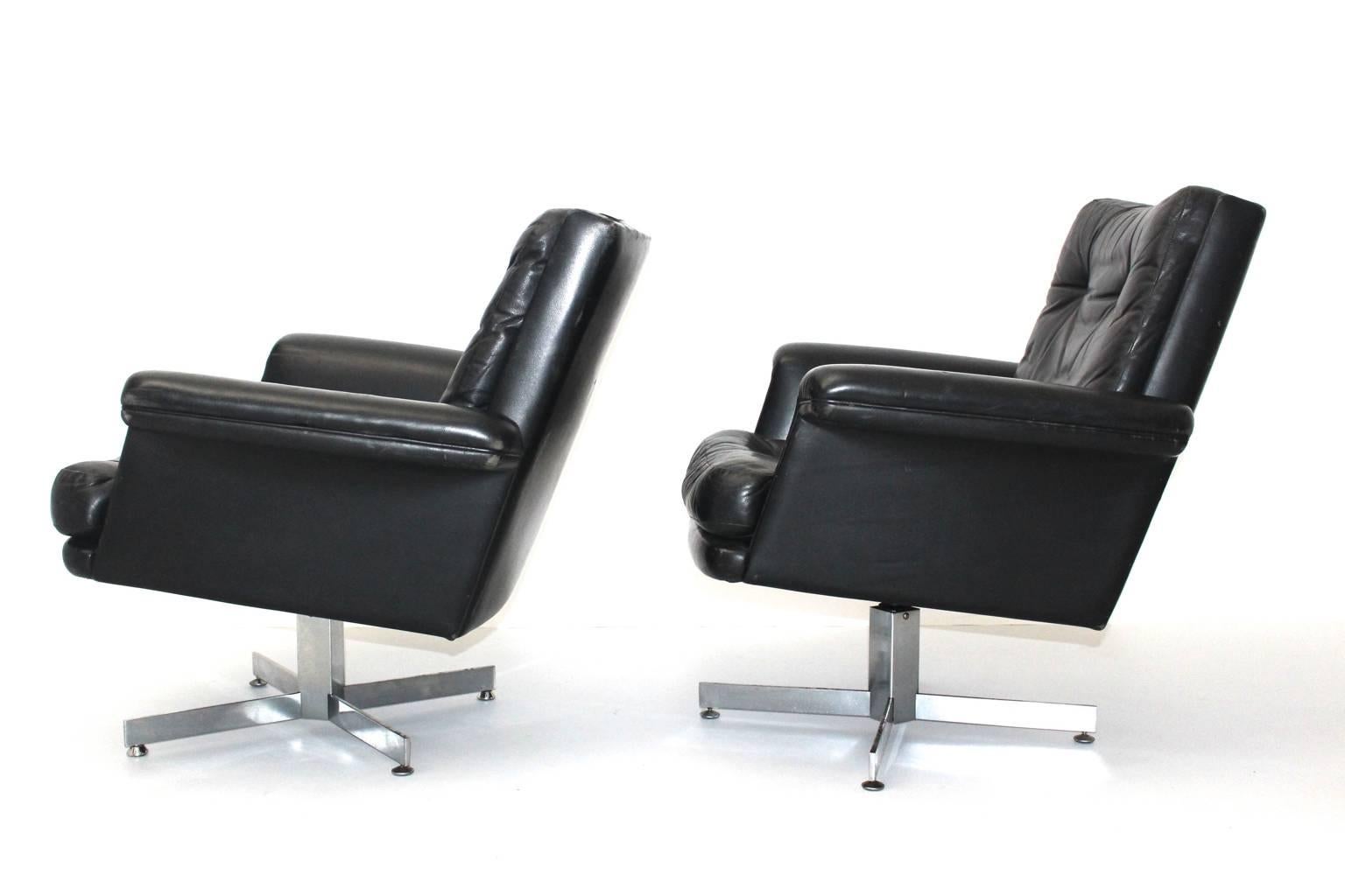 black leather chair vintage