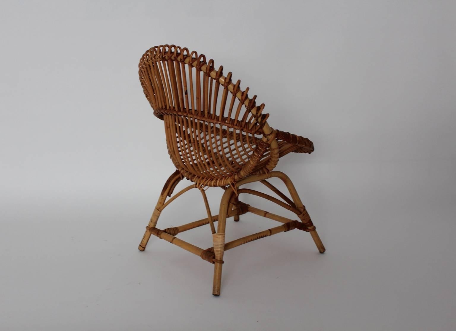 Mid Century Modern Organic Rattan Chair Janine Abraham Dirk Jan Rol France 1960s In Good Condition For Sale In Vienna, AT