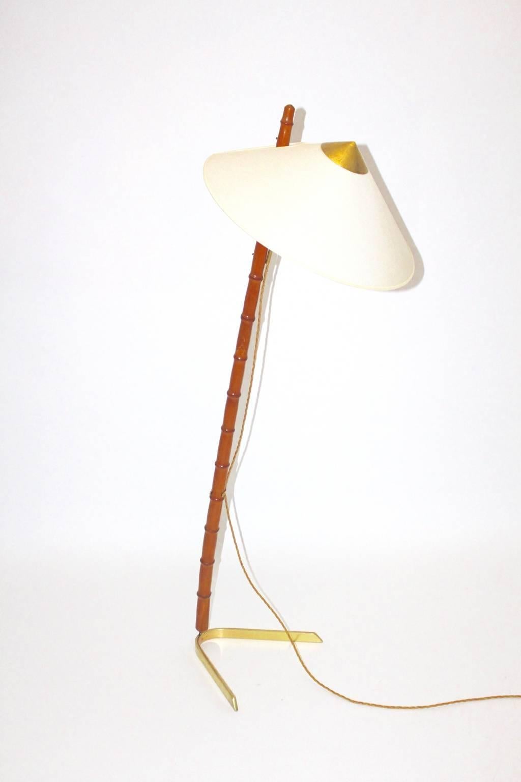 Mid-Century Modern Mid Century Modern Floor Lamp Brass Bamboo by Rupert Nikoll, Austria circa 1950 For Sale
