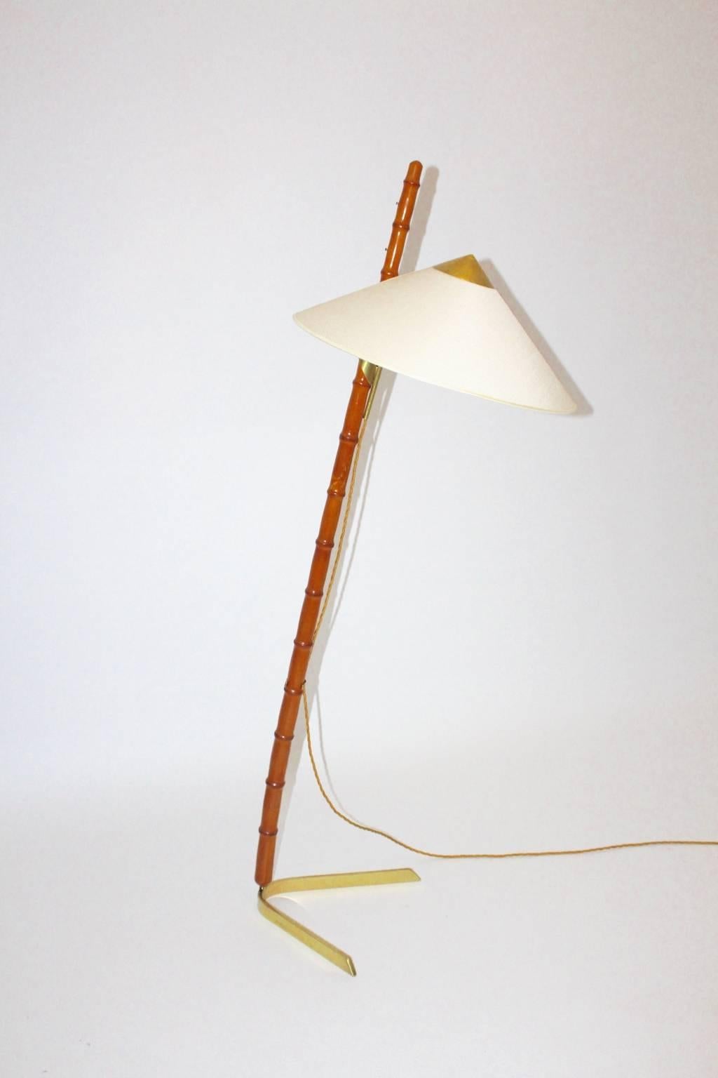 Mid Century Modern Floor Lamp Brass Bamboo by Rupert Nikoll, Austria circa 1950 For Sale 1