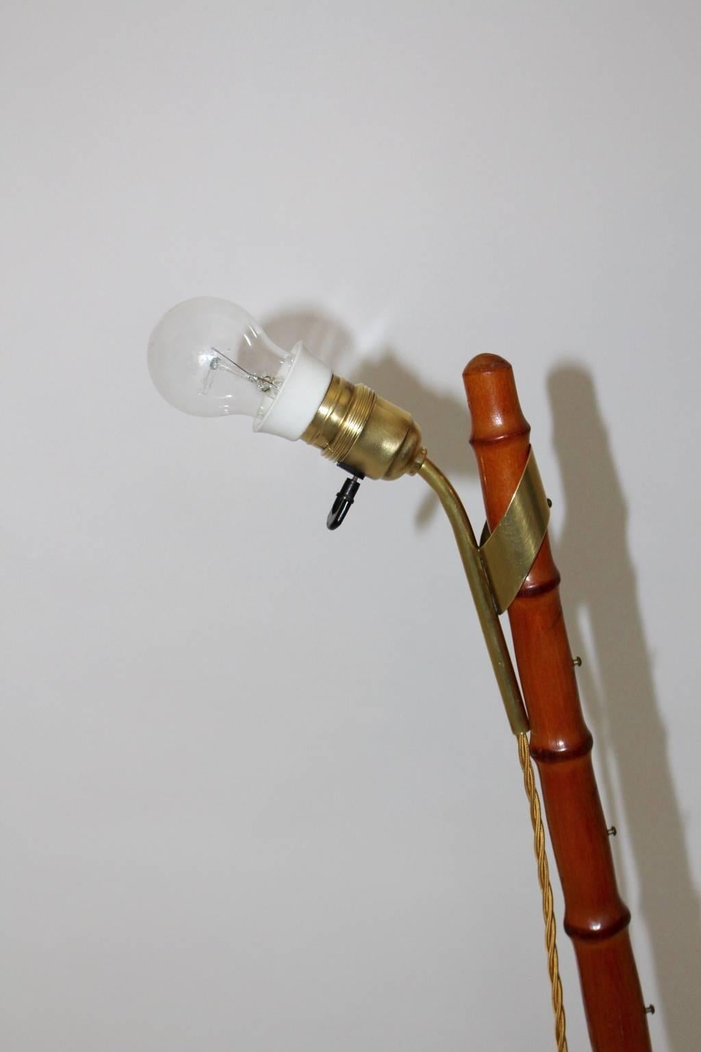 Mid Century Modern Floor Lamp Brass Bamboo by Rupert Nikoll, Austria circa 1950 For Sale 4