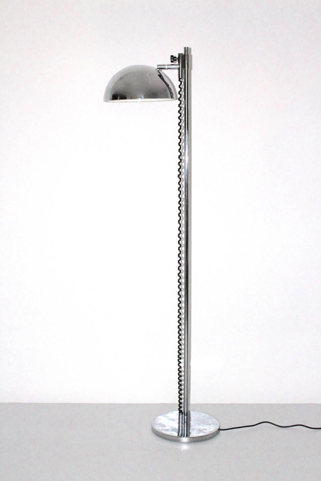 Mid Century Modern vintage floor lamp, which was designed in Italy 1960s.
The floor lamp from chrome-plated steel, while the shade is adjustable from up to down and rotatable in all directions.
Foot switch
The height is maximum 63.78 in (162