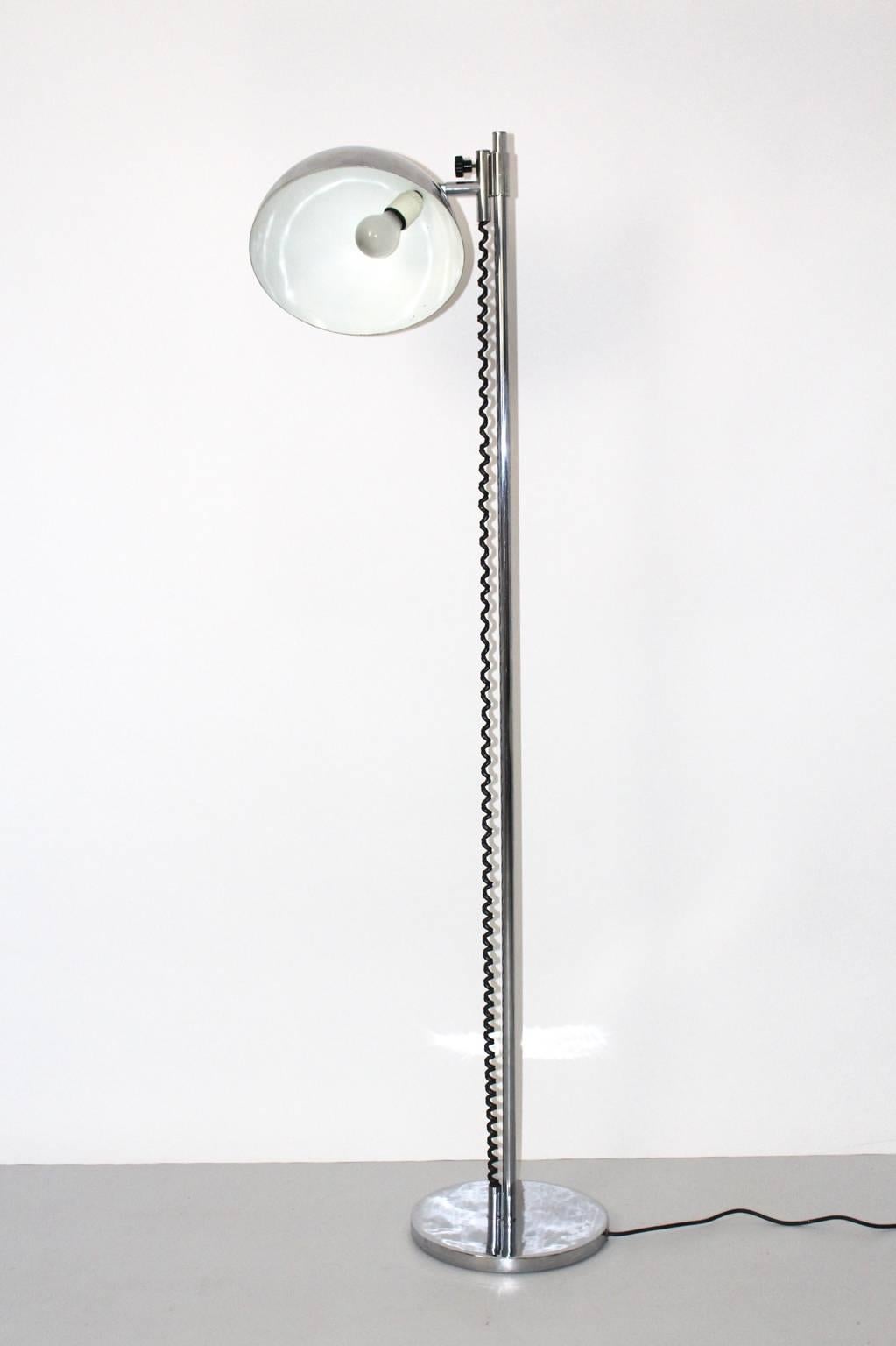 Mid-Century Modern Mid Century Modern Vintage Chromed Metal Floor Lamp, Italy, 1960s For Sale