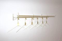 Mid Century Modern Vintage Lucite Brass Coat Rack Six Cloth Hangers Italy  1950s