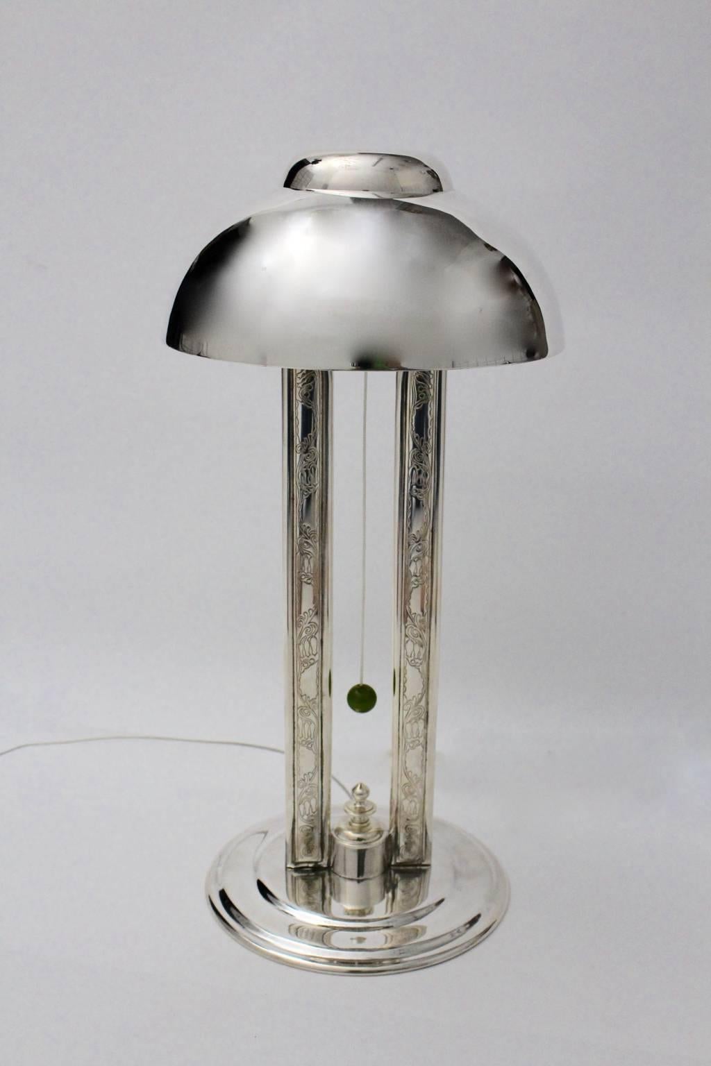 Early 20th Century Art Deco Vintage Silver Plated Table Lamp, France, 1920s For Sale