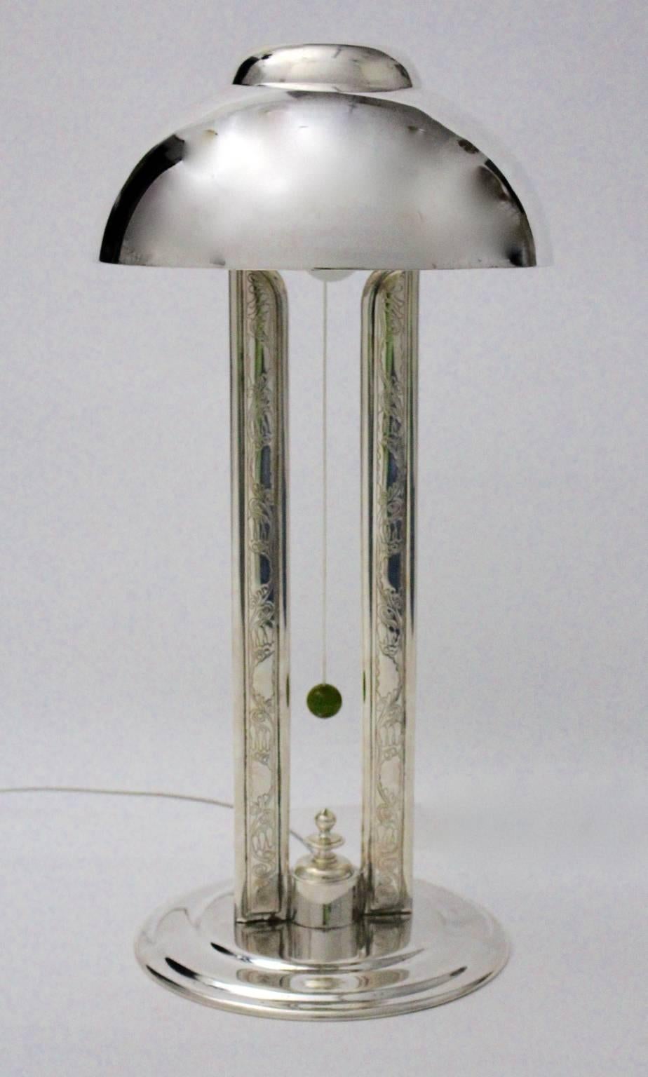 Art Deco Vintage Silver Plated Table Lamp, France, 1920s For Sale 4