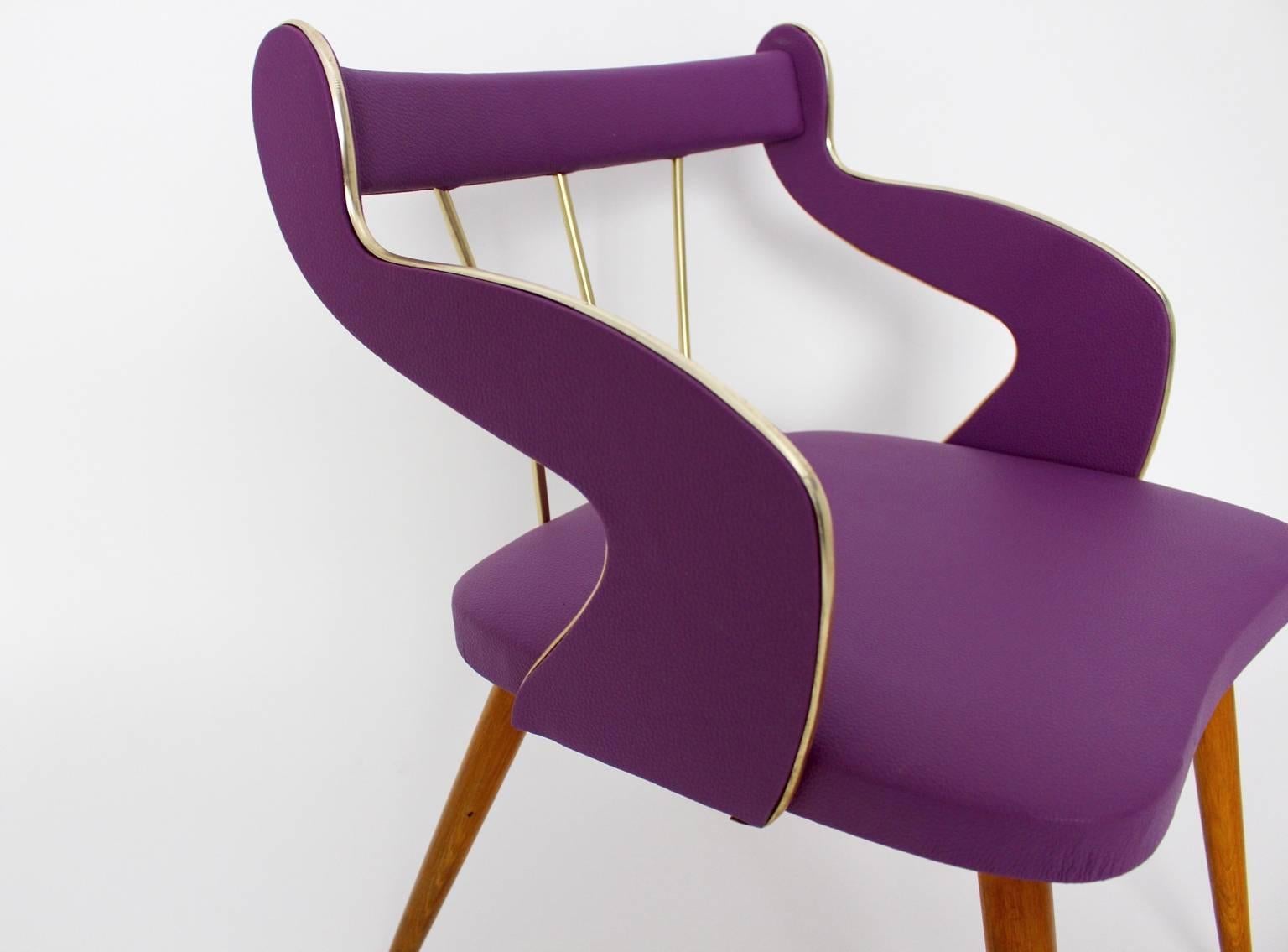Mid-Century Modern Vivid Lilac Vintage Armchair or Side Chair Italy circa 1950 1