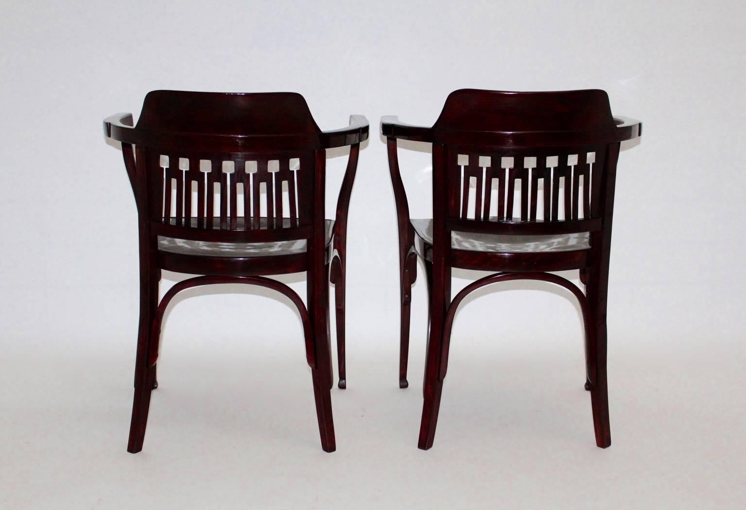 Stained Jugendstil Armchairs No 714 by Jacob & Josef Kohn Style Otto Wagner Austria 1902 For Sale