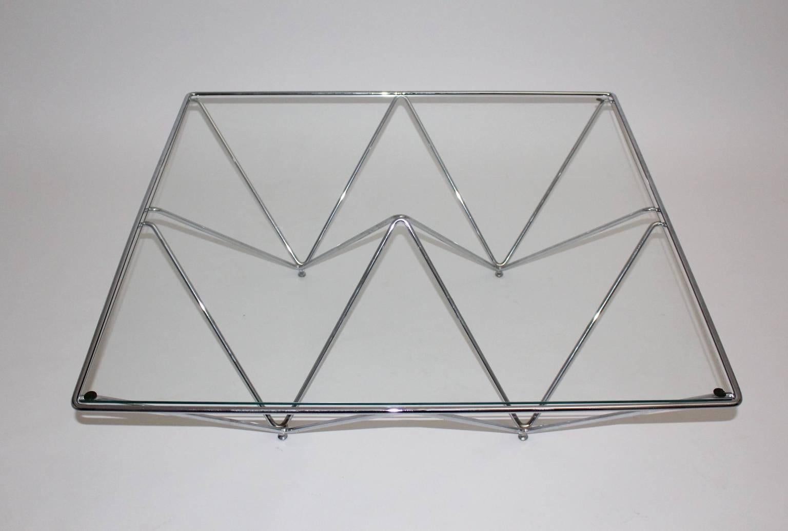 Modern Vintage Metal Glass Coffee Table Sofa Table Paolo Piva Style Italy 1980s In Good Condition For Sale In Vienna, AT