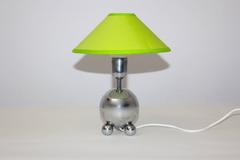 Mid Century Modern Vintage Chromed Table Lamp with Green Shade France circa 1950