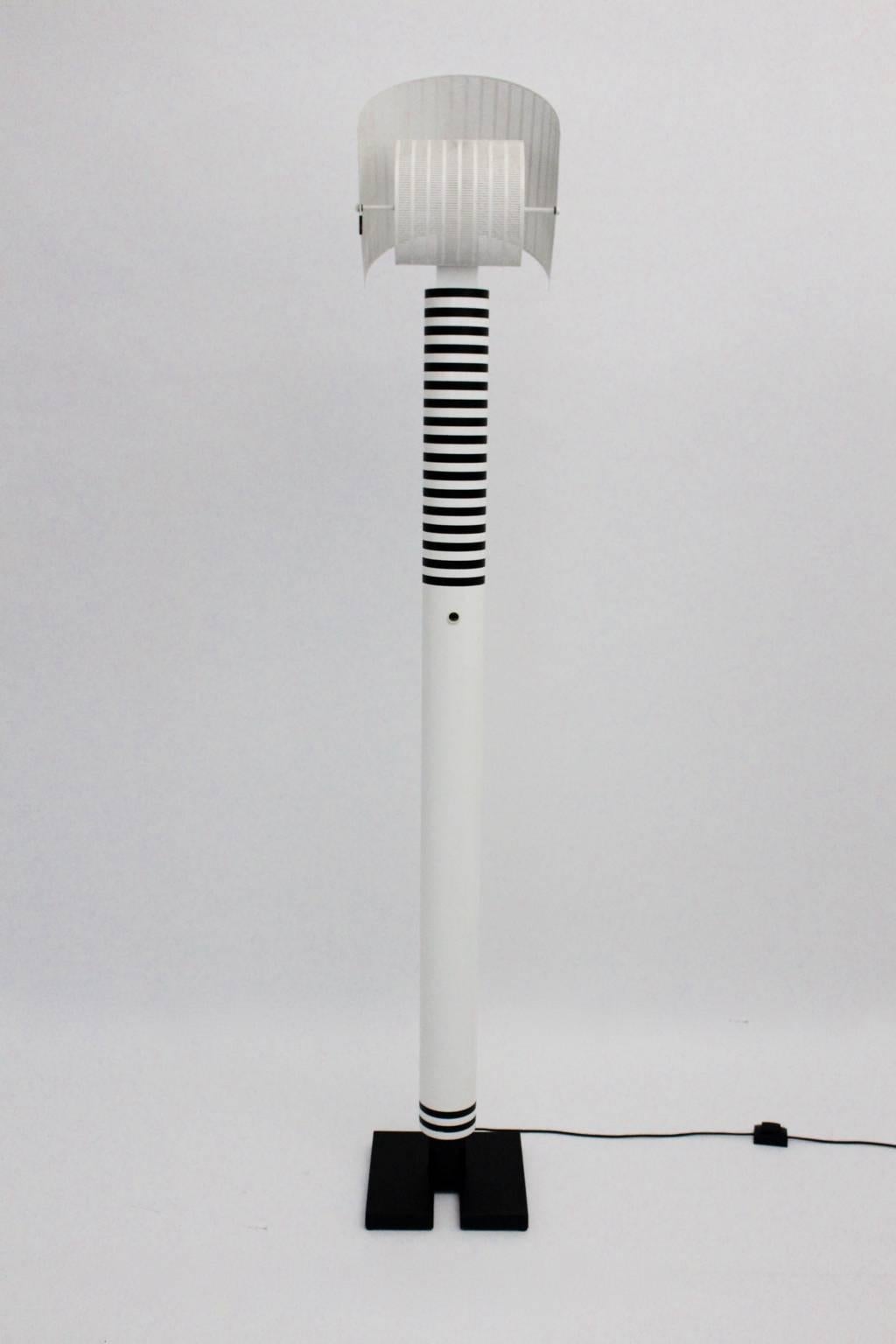 Italian Black White Metal Geometric Vintage Floor Lamp Shogun  Mario Botta Italy 1980s For Sale