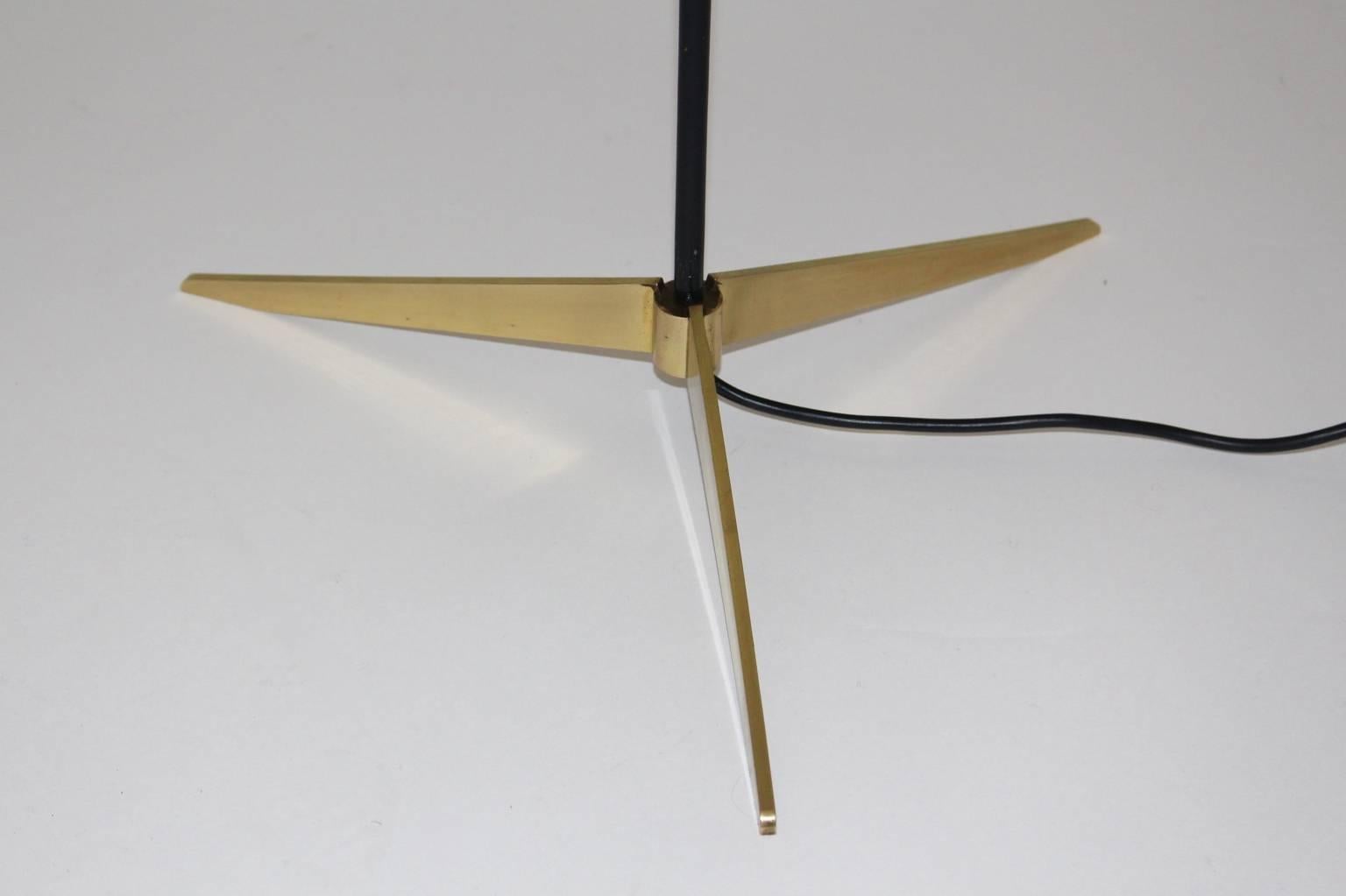 Mid-20th Century Mid Century Modern Black Brass Vintage Floor Lamp J. T. Kalmar Vienna circa 1960 For Sale