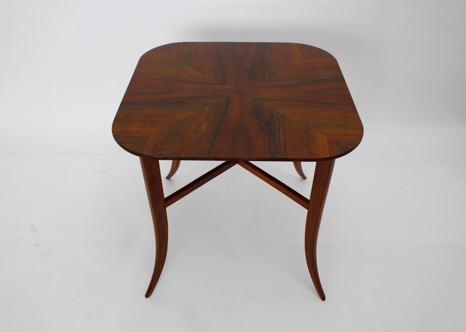 Polished Art Deco Vintage Walnut Coffee Table or Side Table by Josef Frank, 1930s, Vienna For Sale