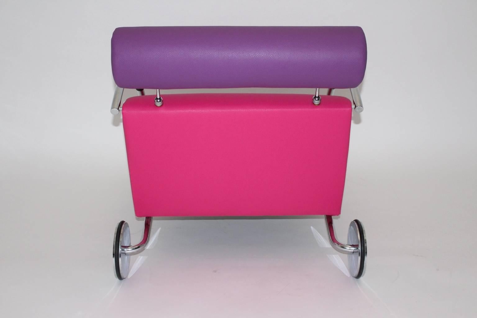 Post-Modern Pop Art Pink Lilac Vintage Armchair Zyklus Chair Peter Maly, 1980s Germany For Sale