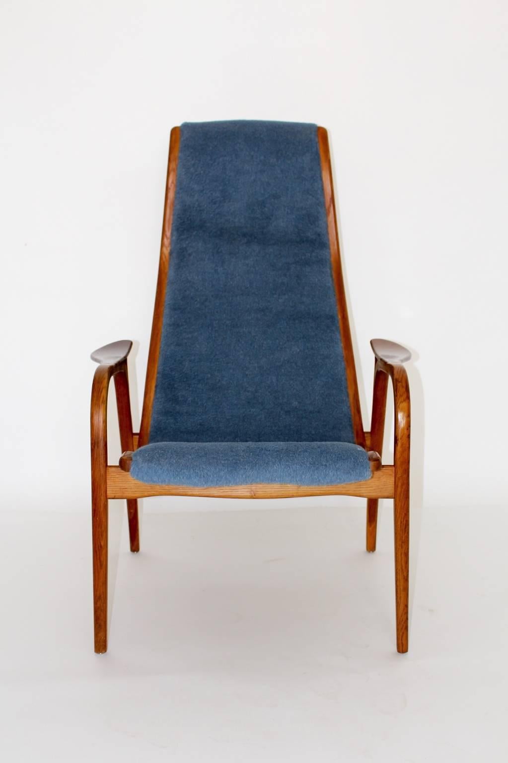 Mid-Century Modern Mid Century Modern Blue Armchair Lamino by Yngve Ekström, 1950s