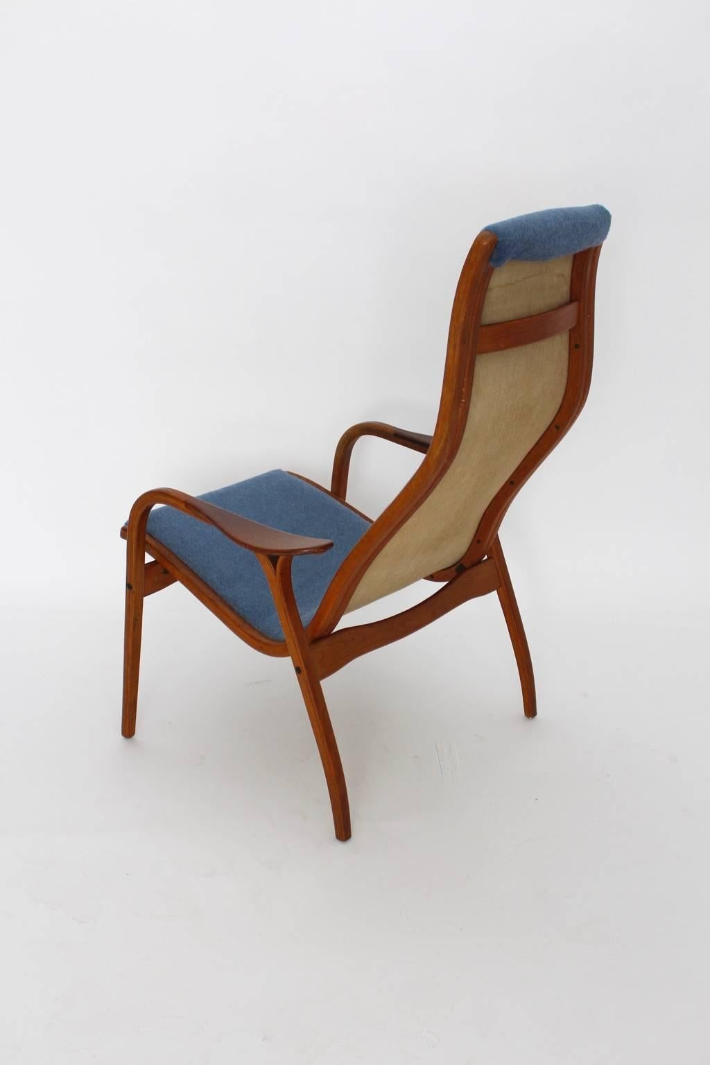 Mid Century Modern Blue Armchair Lamino by Yngve Ekström, 1950s In Good Condition In Vienna, AT