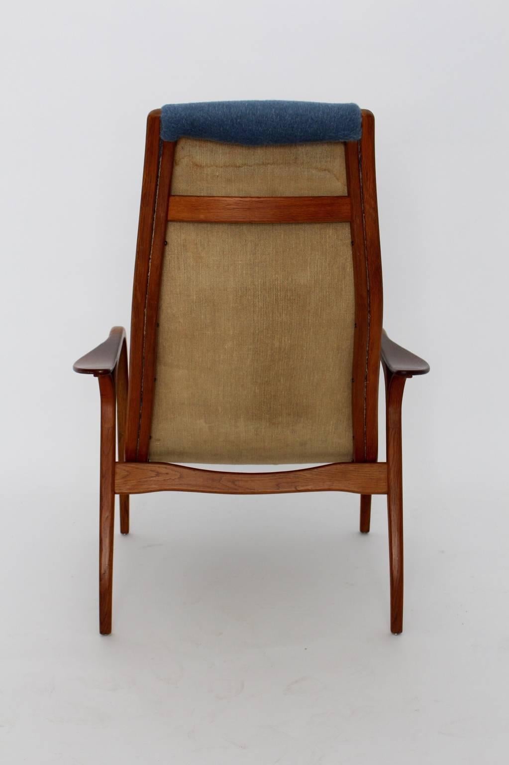 20th Century Mid Century Modern Blue Armchair Lamino by Yngve Ekström, 1950s