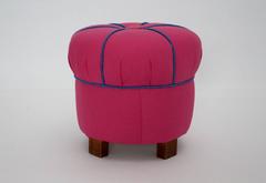 Art Deco Pink Textile Beech Vintage Stool 1930s Austria