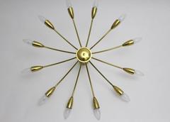Mid Century Modern Kalmar Sunburst Brass Vintage Flush Mount, 1950s, Vienna