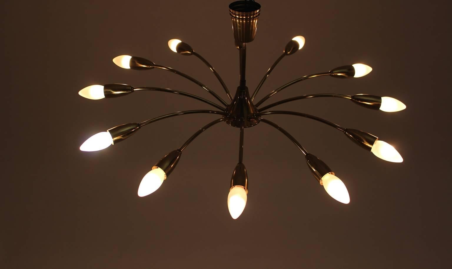 Laiton Monture encastrée Kalmar Sunburst en laiton moderne du milieu du siècle dernier, années 1950, Vienne en vente