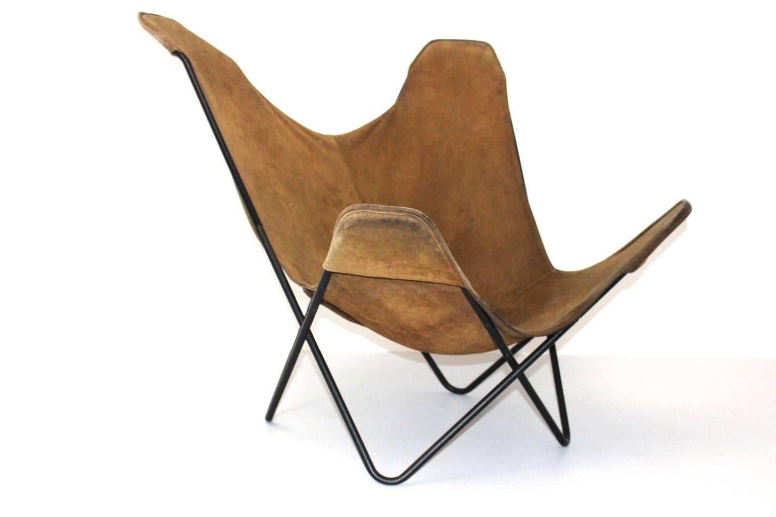 Mid-Century Modern Brown Butterfly Chair by Jorge Ferrari-Hardoy Juan Kurchann Antonio Bonet, 1938