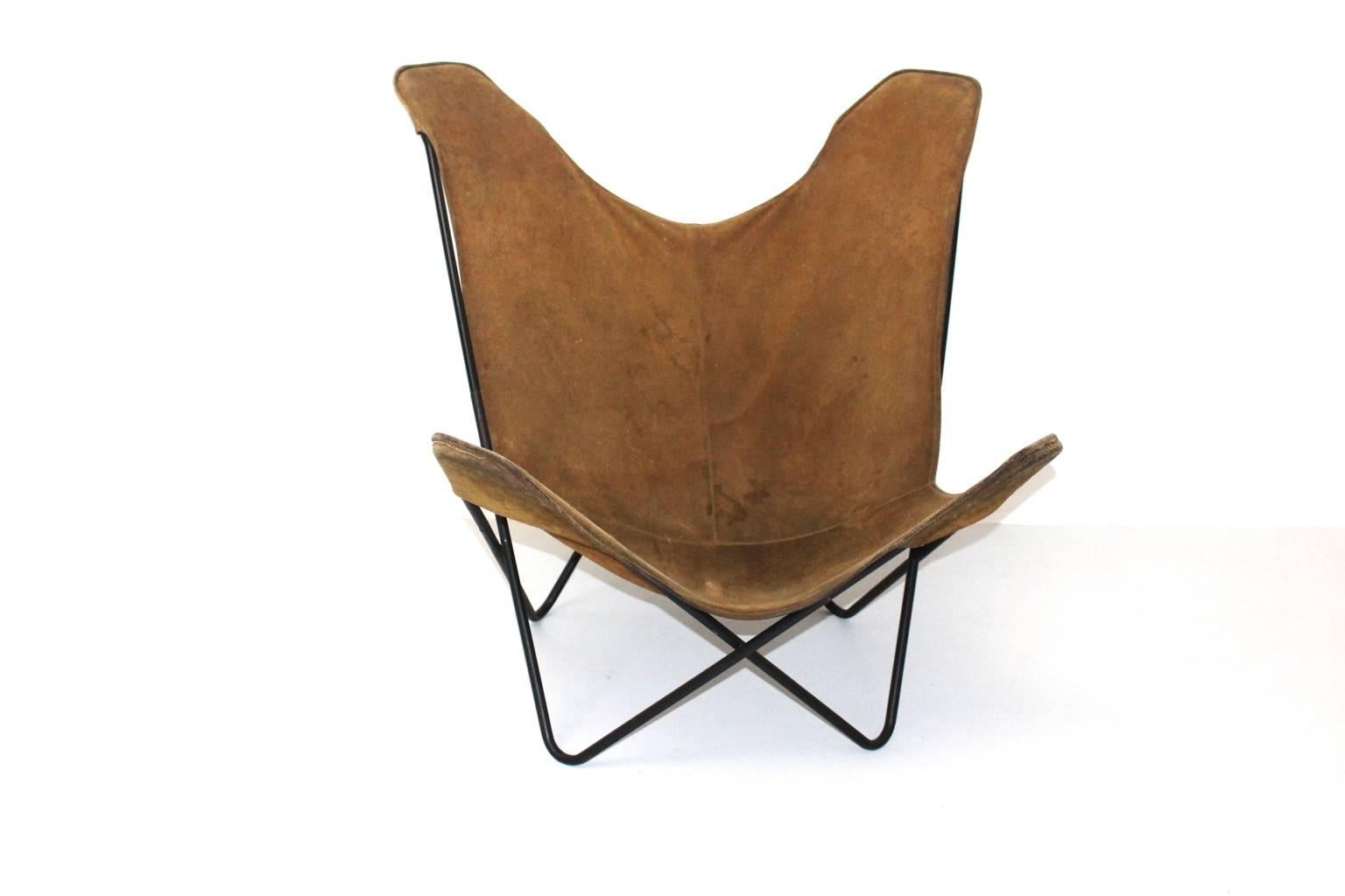20th Century Brown Butterfly Chair by Jorge Ferrari-Hardoy Juan Kurchann Antonio Bonet, 1938