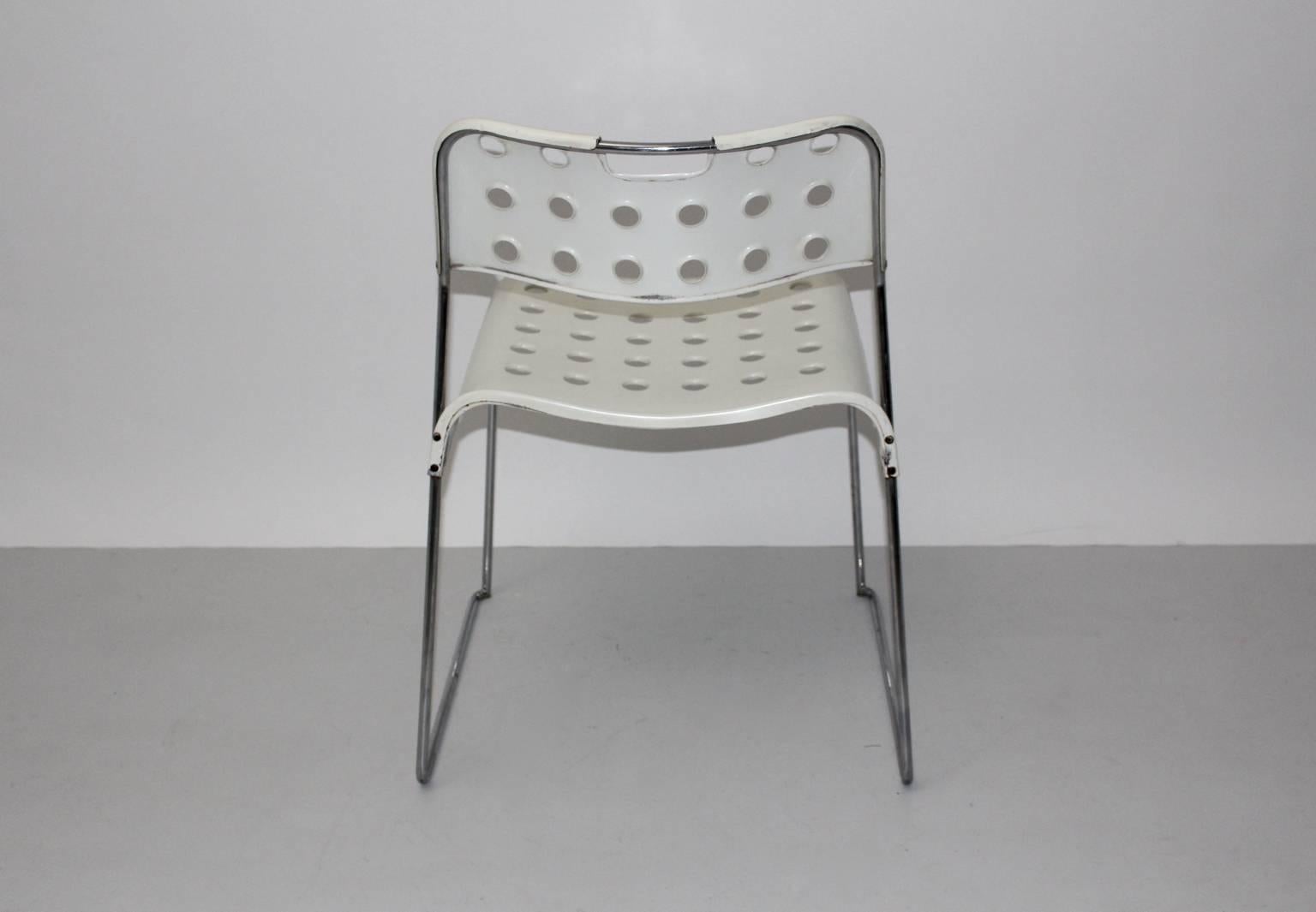 Chaise ou chaise d'appoint vintage en métal blanc de l'ère spatiale par Rodney Kinsman, 1971 en vente 1