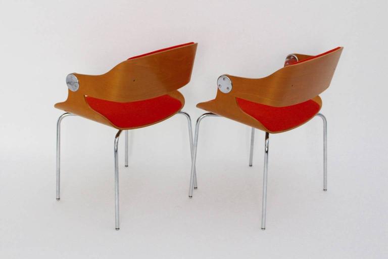 20th Century Mid-Century Modern Pair of Orange Armchairs by Eugen Schmidt, 1965, Germany For Sale
