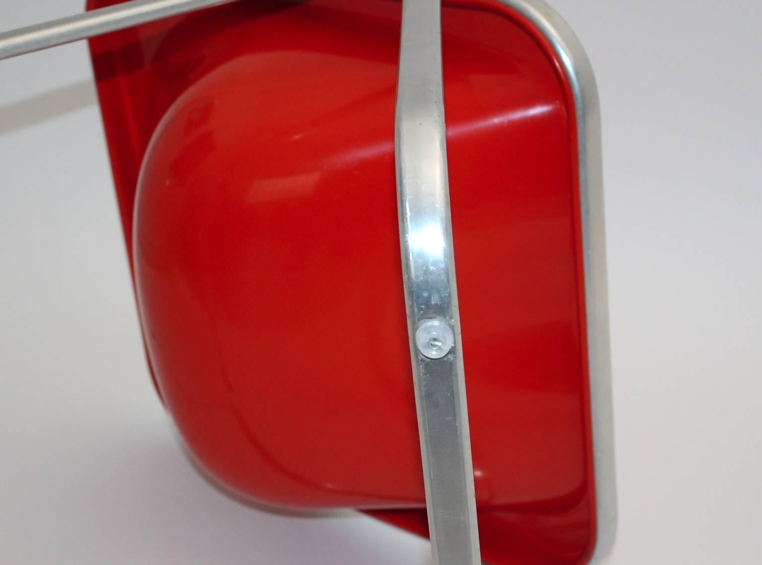 Giancarlo Piretti Space Age Red Plastic Vintage Armchair Plona 1969, Italy For Sale 1