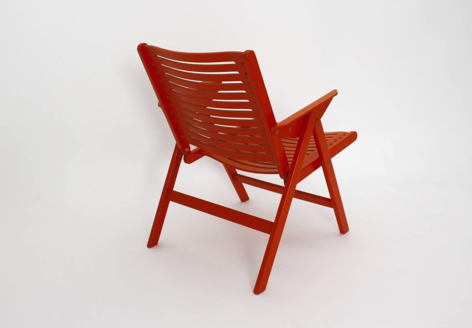 Mid-Century Modern Mid Century Modern Vintage Red Folding Armchair Rex by Niko Kralj 1952 Slovenia For Sale